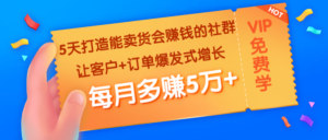 5天打造能卖货会创收的社群：让客户+订单爆发式增长，每月多5万+-蚂蚁计划
